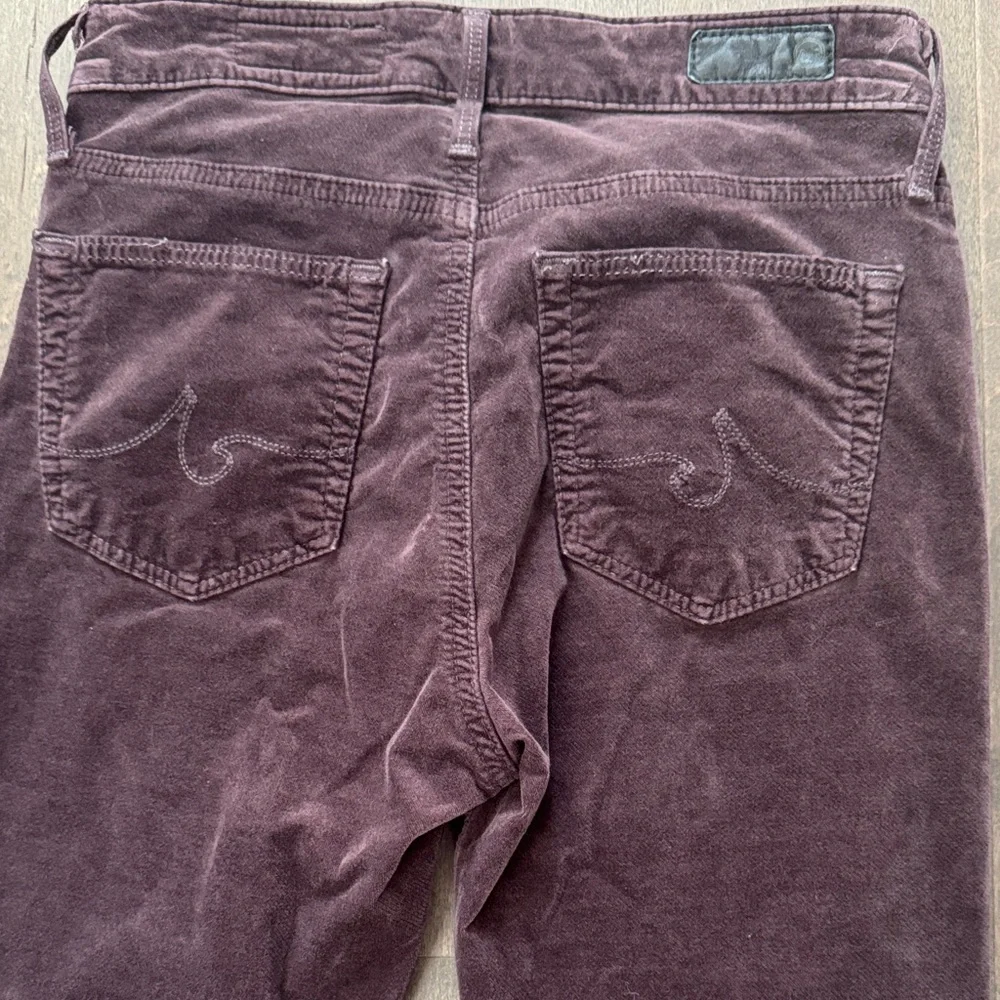 AG Anthropologie High Rise Stevie Ankle Corduroy Pants Plum 25R